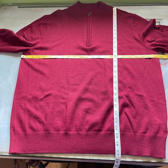 Apt 9 Merino Blend 1/4 Zip Pullover Sweater Heather Maroon Red Mock Neck Size XL - Picture 3 of 5
